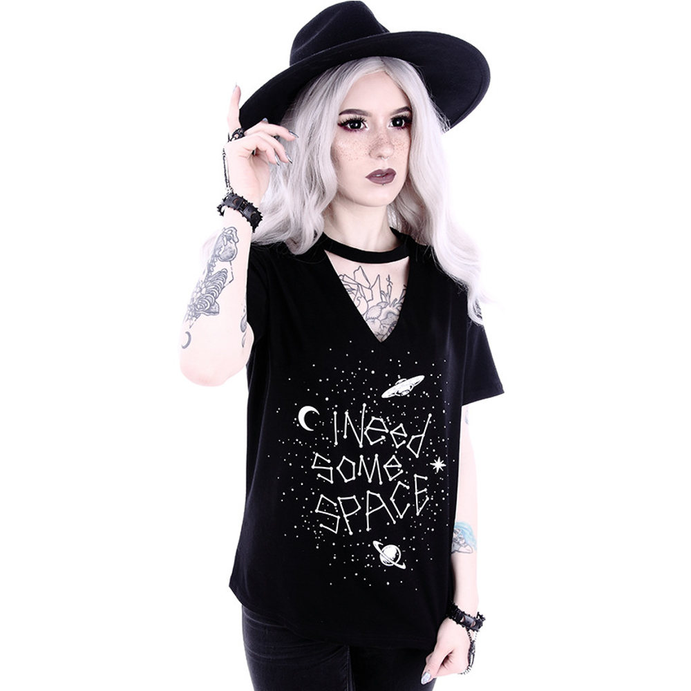 Restyle - I Need Some Space v-neck T-shirt Femme - Noir
